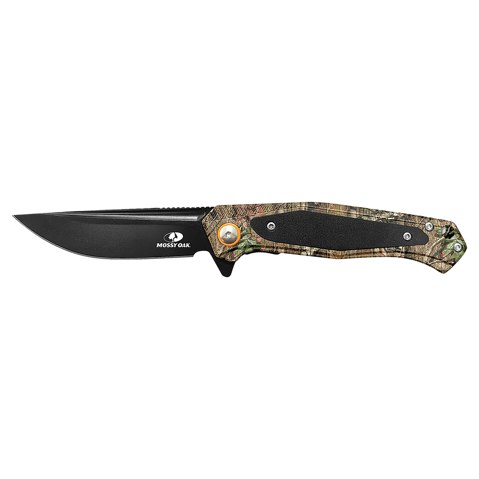 Bison River 4.5" Camo EDC Knife with Black Aluminum Handle in Green Camo - engraved sample shown (example engraving)