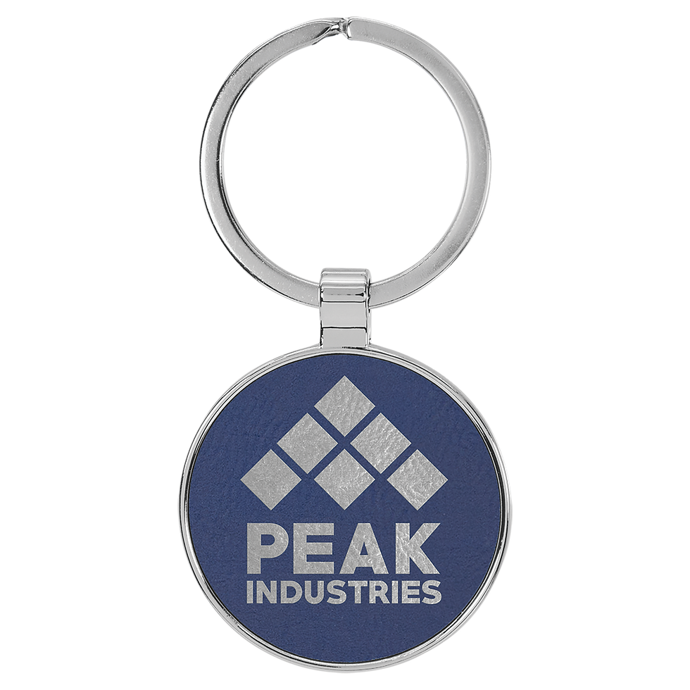 Round Leatherette & Metal Keychain - engraved sample shown (example engraving)