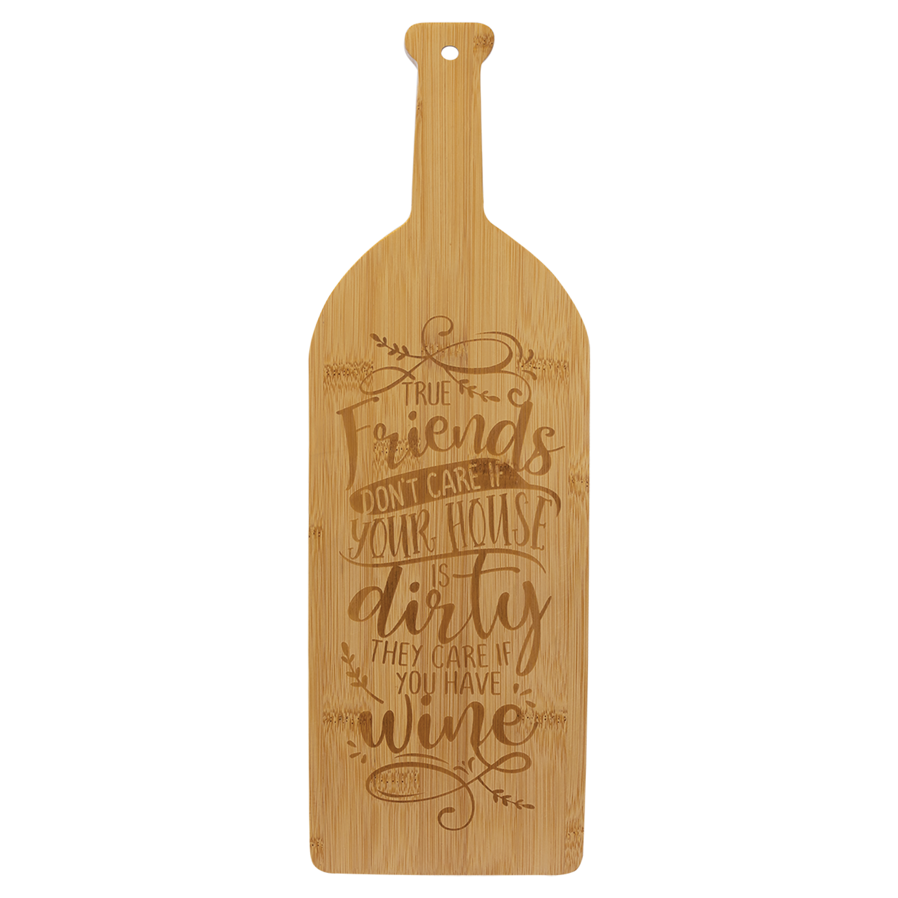 Bamboo Wine Bottle Cutting Board - engraved sample shown (example engraving)