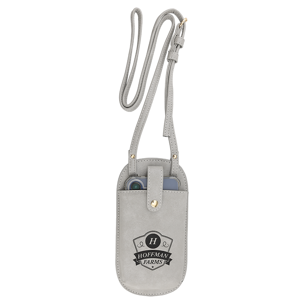 Creekside Leatherette Crossbody Bag in Light Gray - engraved sample shown (example engraving)