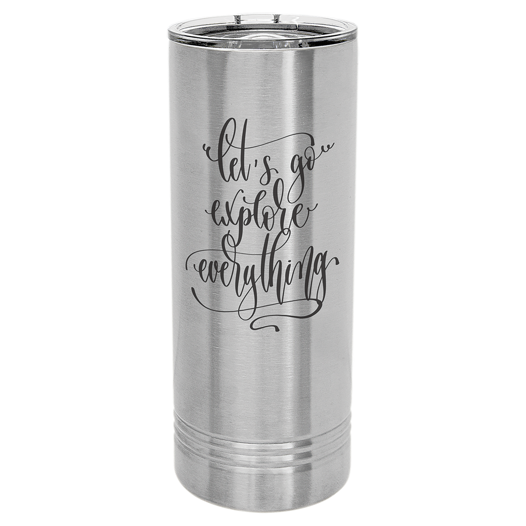 Polar Camel 22 oz Skinny Tumbler with Slider Lid in Stainless Steel - engraved sample shown (example engraving)