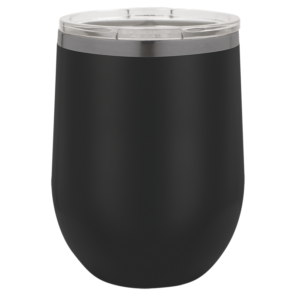 Polar Camel 12 oz Stemless Wine Tumbler - Ghost Black in Black - blank product, shown without engraving