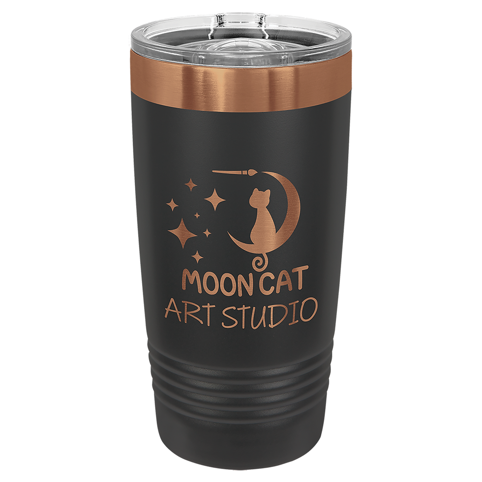 Polar Camel 20 oz Ringneck Tumbler - Rose Gold in Black - engraved sample shown (example engraving)