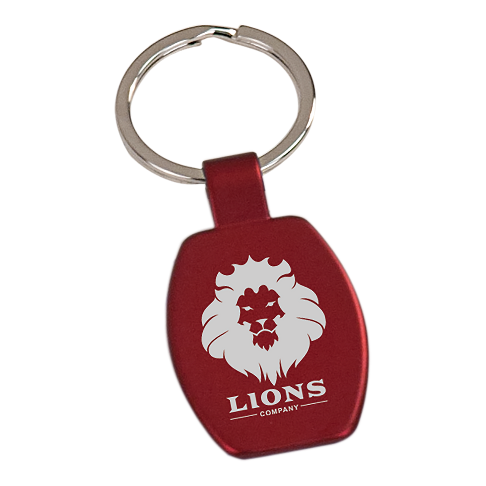 Small Rectangle Laser Keychain in Red - engraved sample shown (example engraving)
