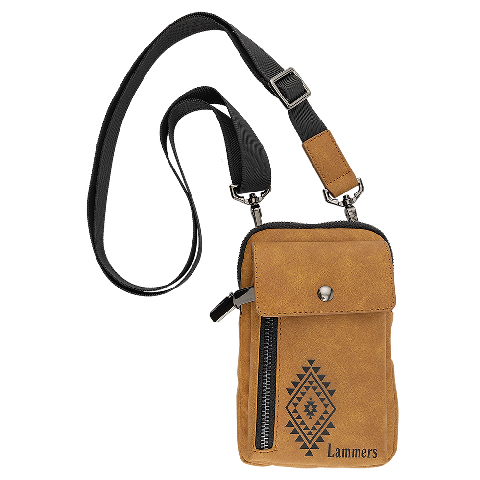 Creekside Leatherette Urban Crossbody Bag in Light Brown - engraved sample shown (example engraving)