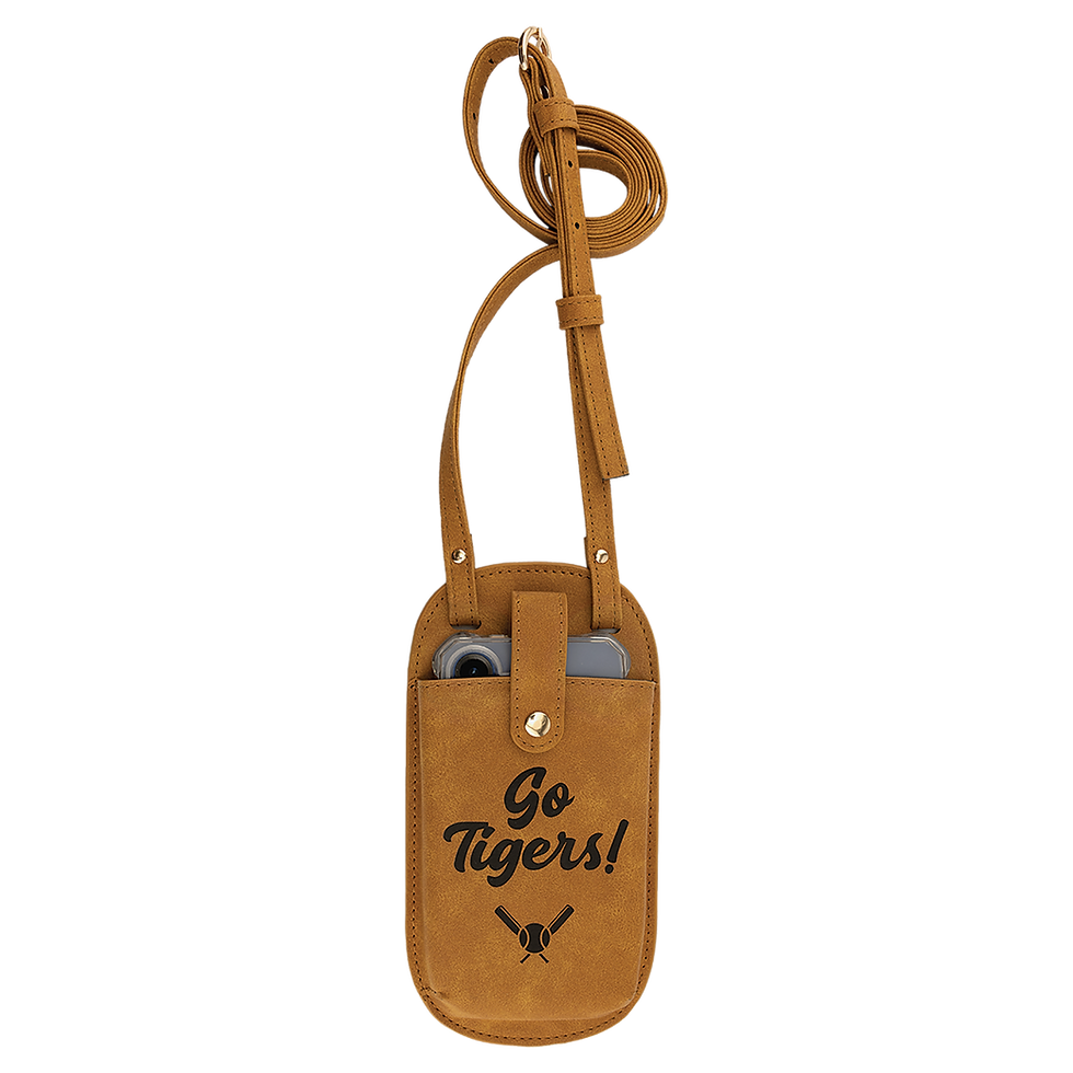 Creekside Leatherette Crossbody Bag in Light Brown - engraved sample shown (example engraving)
