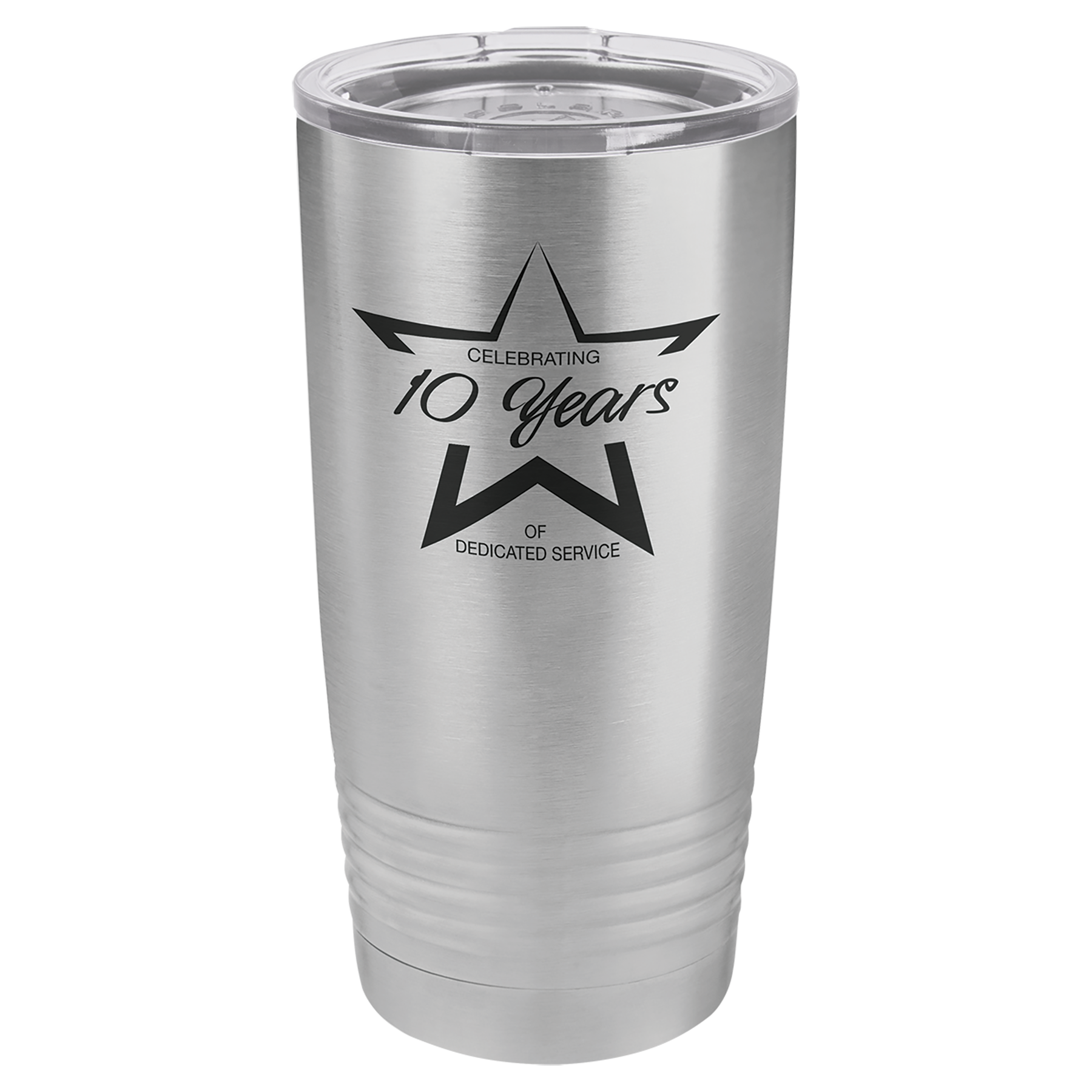 Polar Camel 20 oz Ringneck Tumbler - Standard Lid in Stainless Steel - engraved sample shown (example engraving)