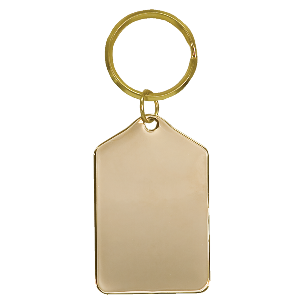 Tablet Brass Keychain in Gold - engraved sample shown (example engraving)