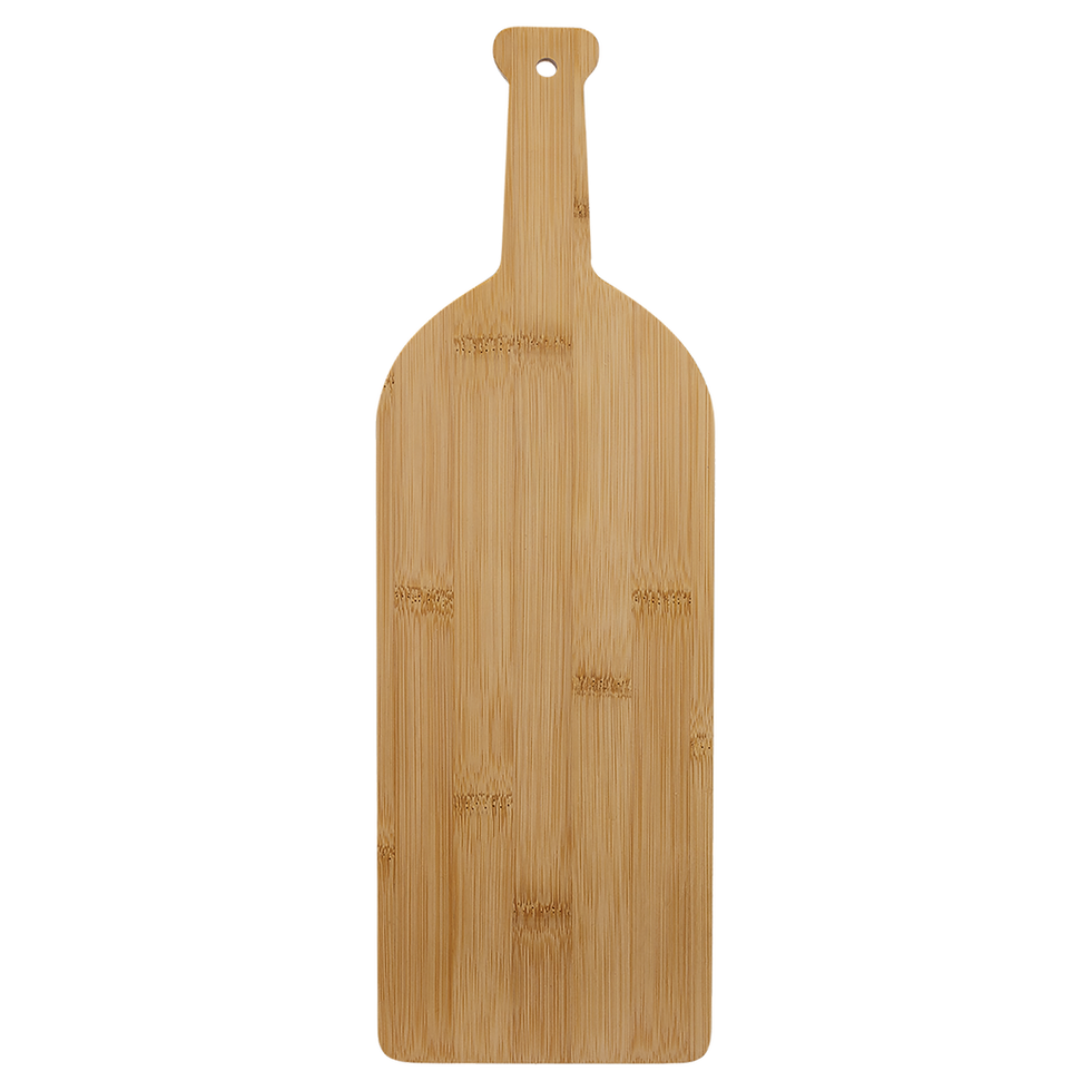 Bamboo Wine Bottle Cutting Board - blank product, shown without engraving