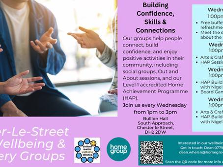 Free Wellbeing and Recovery Groups starting in May