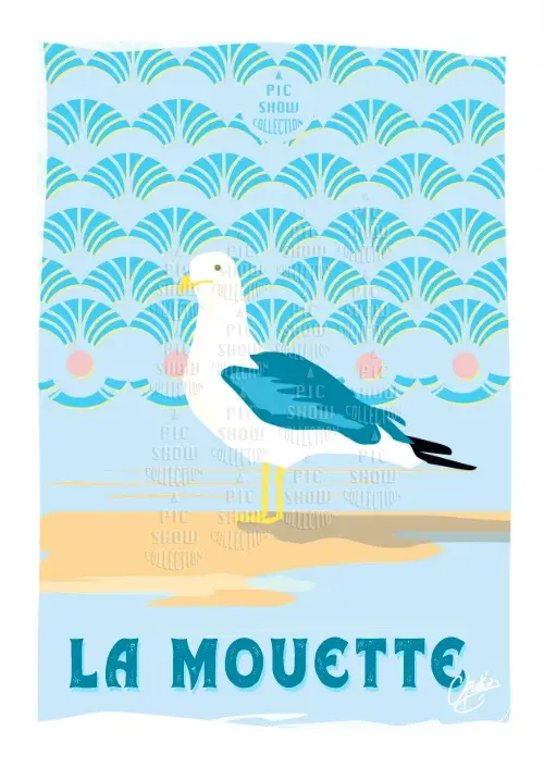 Dessin d'une mouette avec texte La Mouette