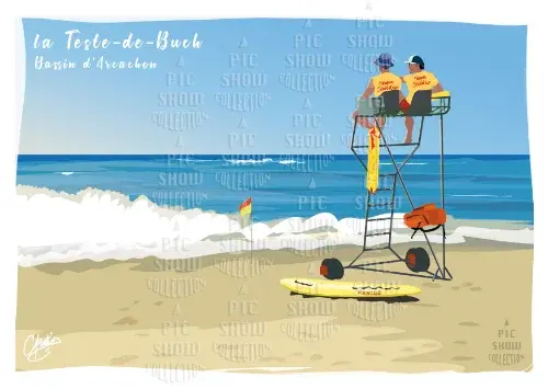 Sauveteurs sur la plage de La Teste-de-Buch, Bassin d'Arcachon