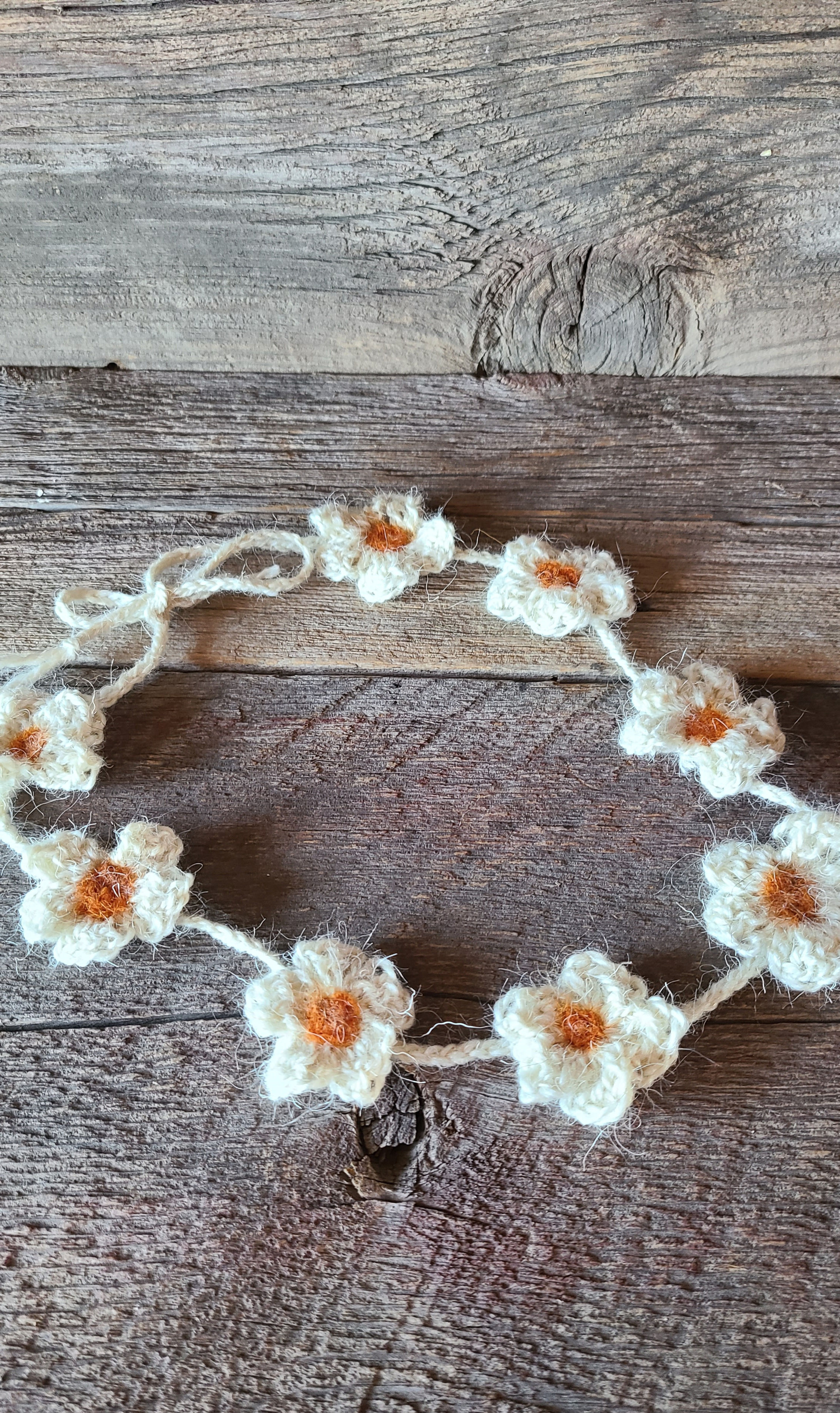 Wool Daisy Headband -White