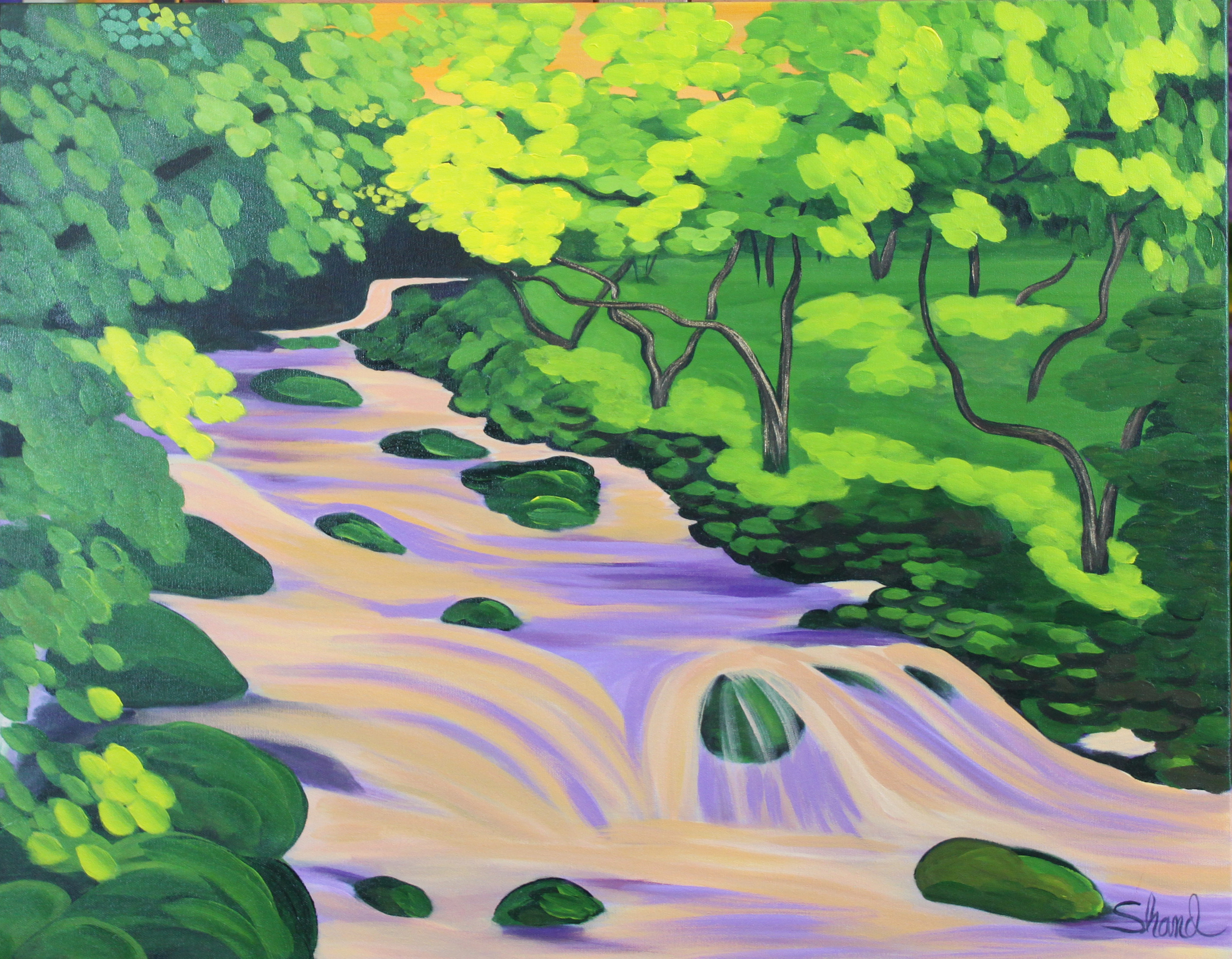 Pink water falls_28W x 22H_WB