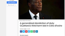 An international dereliction of duty: Ouattara’s third term bid in Côte d'Ivoire