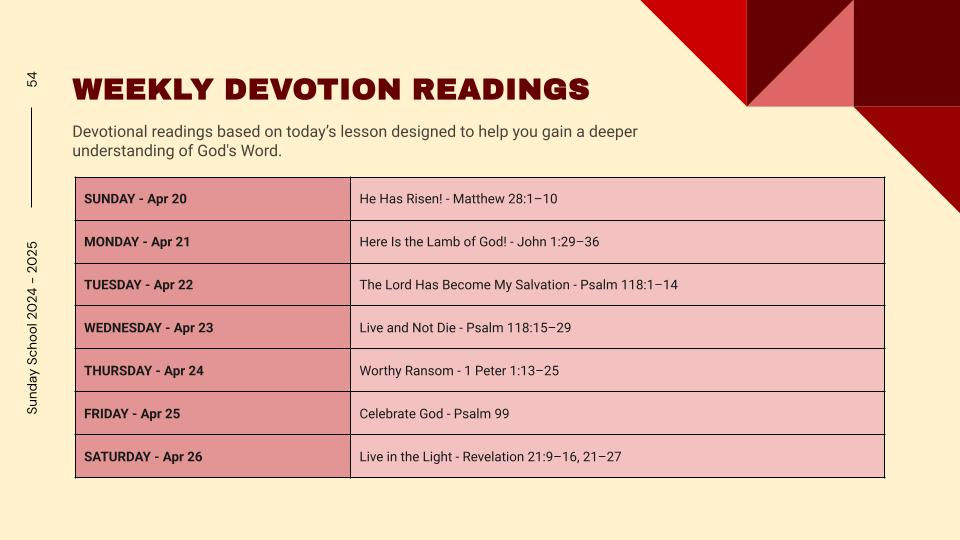 Weekly Devotional Readings