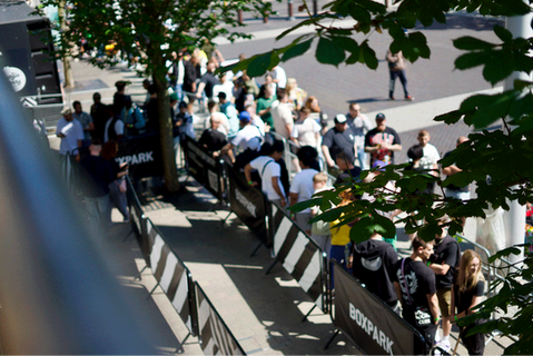 Busy queue of attendees coming to the most exciting collectables event in the UK.