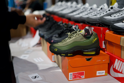 Vendor table selling unique and premium limited edition sneakers and trainers