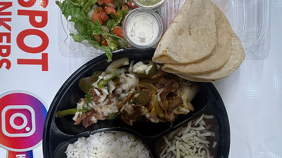 Fajitas with rice and beans