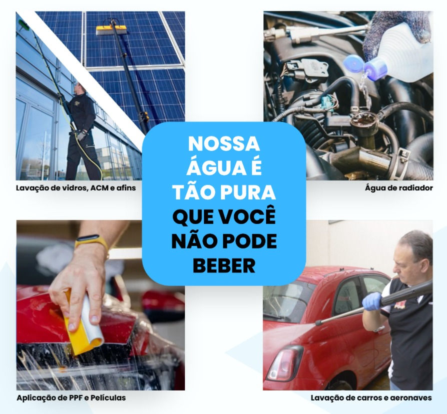 Aplicação de água desmineralizada