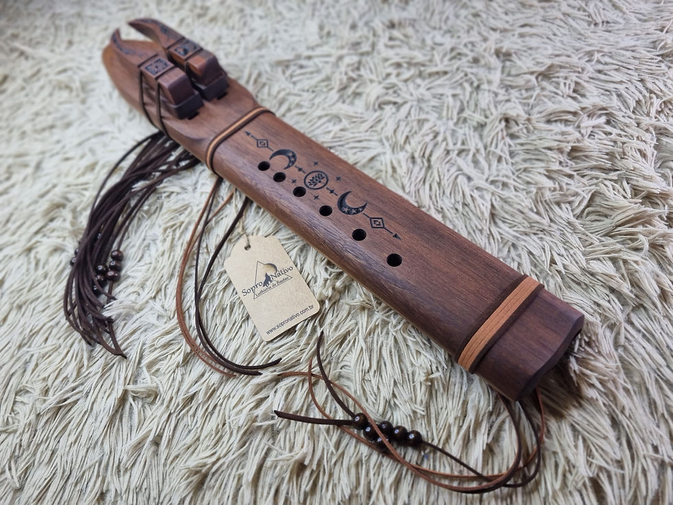 Miniatura: Flauta Nativa Dupla (drone) Am - Cedro |Série Especial|