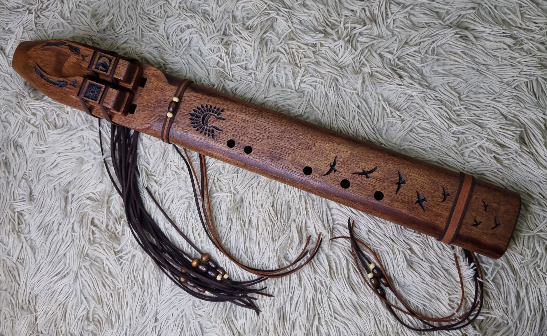 Flauta Nativa Dupla (drone) Em Grave - Série Especial