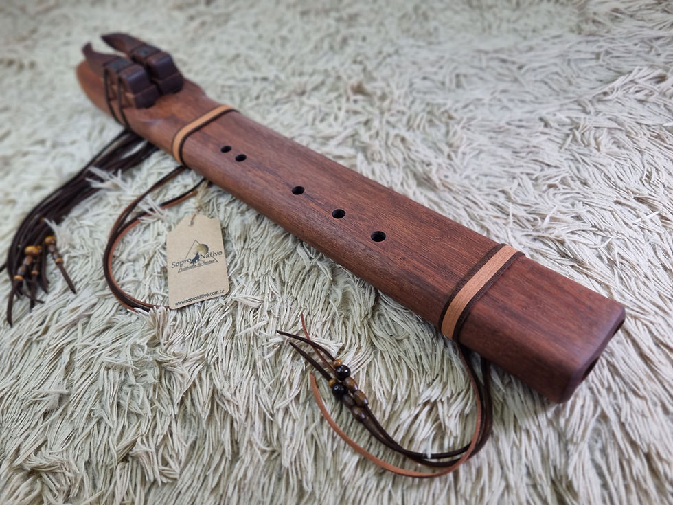 Miniatura: Flauta Nativa Dupla (drone) Fm - Cedro