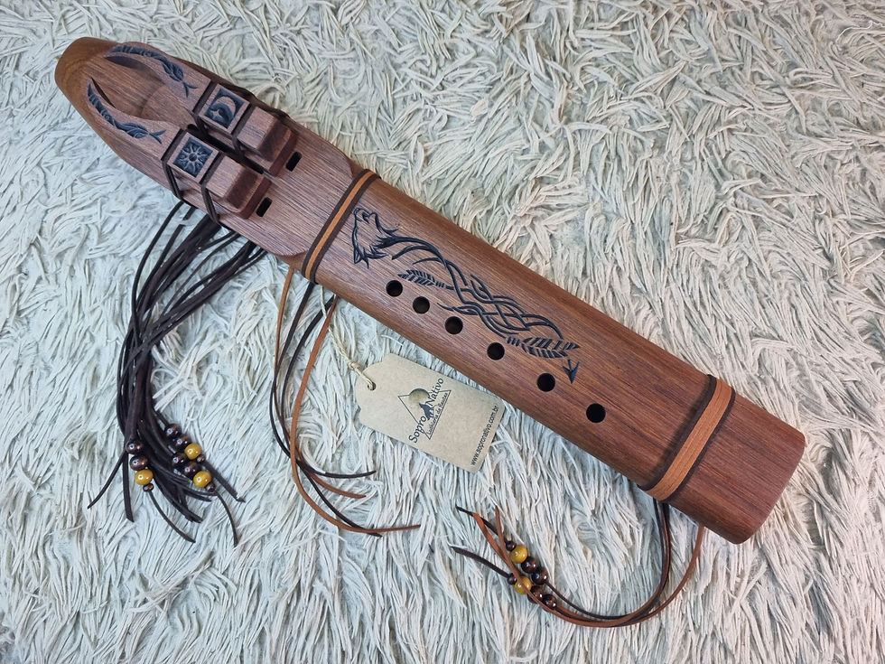 Flauta Nativa Dupla (drone) Am - Cedro |Série Especial|