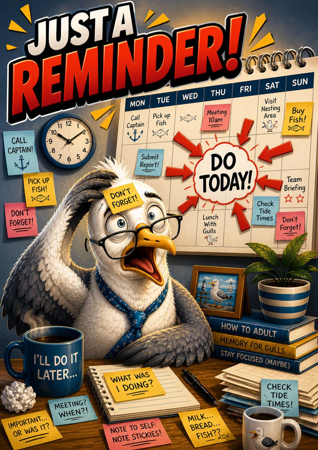 Birthday Card - Just a little reminder - Singing Seagulls