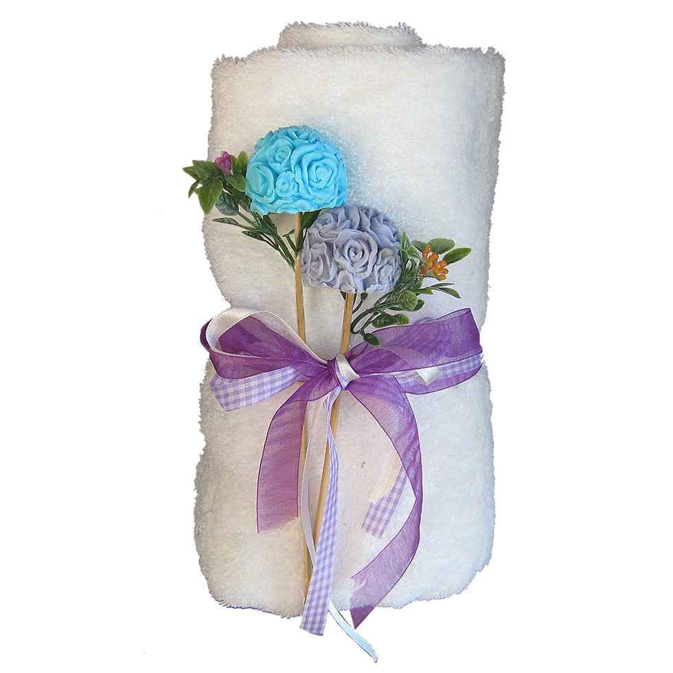 תמונה ממוזערת: מגבת עם שני פרחי סבון