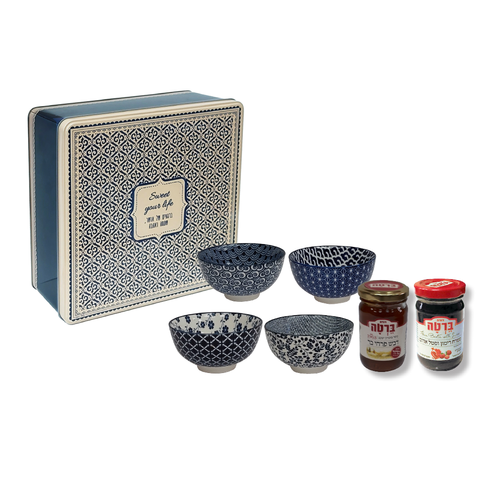 קופסת פח 2 קעריות וממרחים מתוקים
