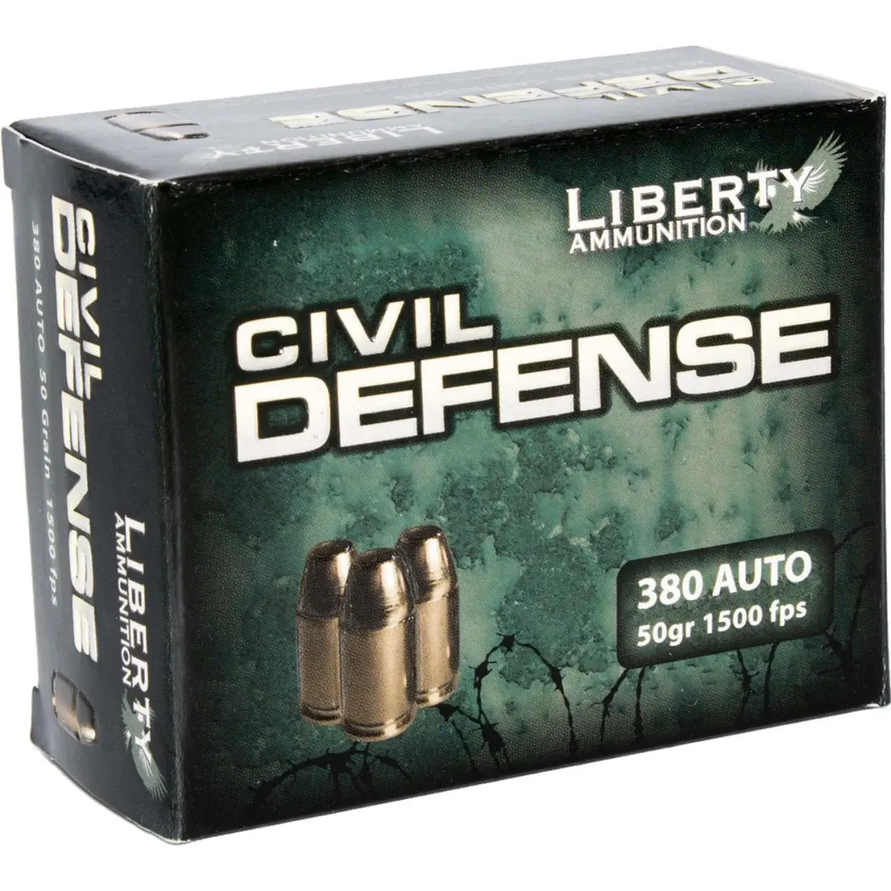 LIBERTY AMMUNITION CIVIL DEFENSE 380 AUTO 50 GRAIN OPEN CAVITY HOLLOW POINT