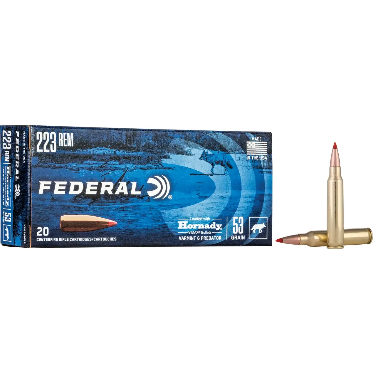FEDERAL VARMINT & PREDATOR 223 REM 53GR HORNADY V-MAX