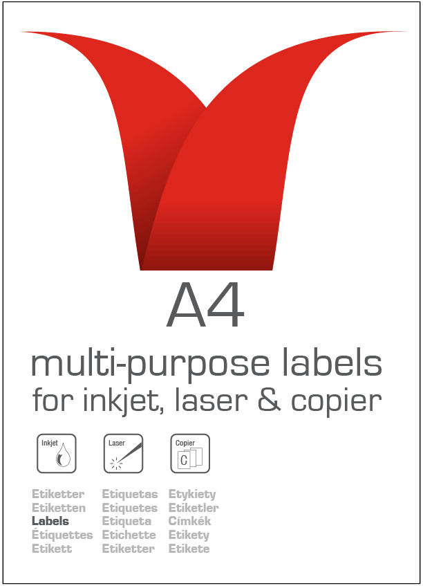 Thumbnail: 4 Per Sheet Multi-Purpose A4 White Self-Adhesive Label - Die Cut 99.1 x 139