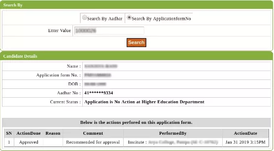 status of their applications after submitting the Haryana Scholarship application
