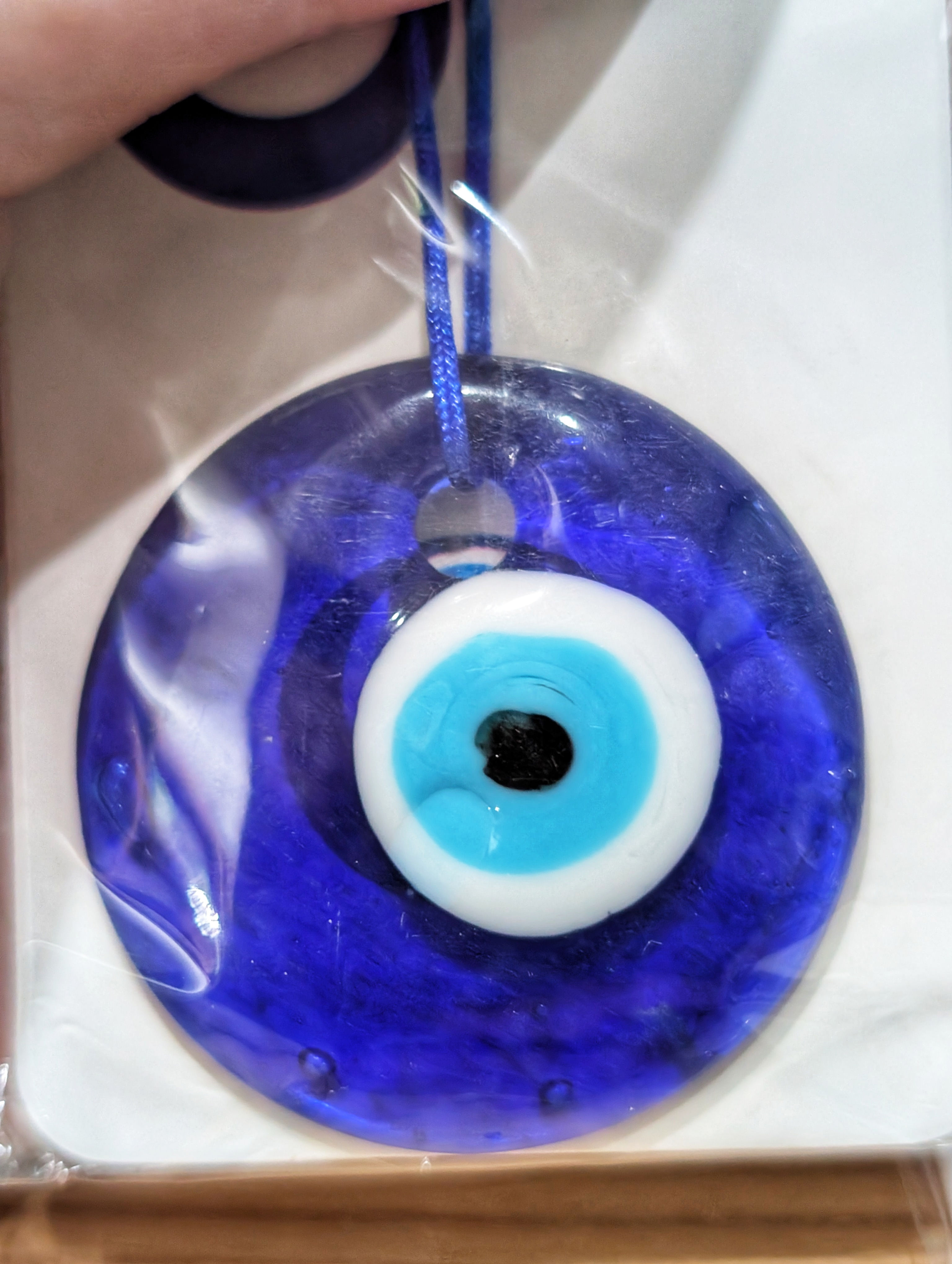 Glass Evil Eye Talisman 1.5-inch Round Blue