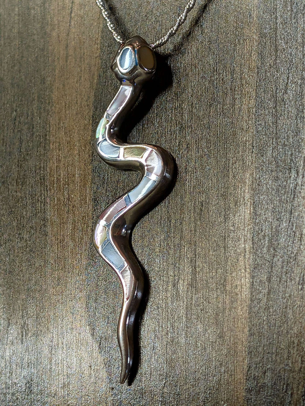 Thumbnail: Rainbow Serpent Sterling Silver Necklace 