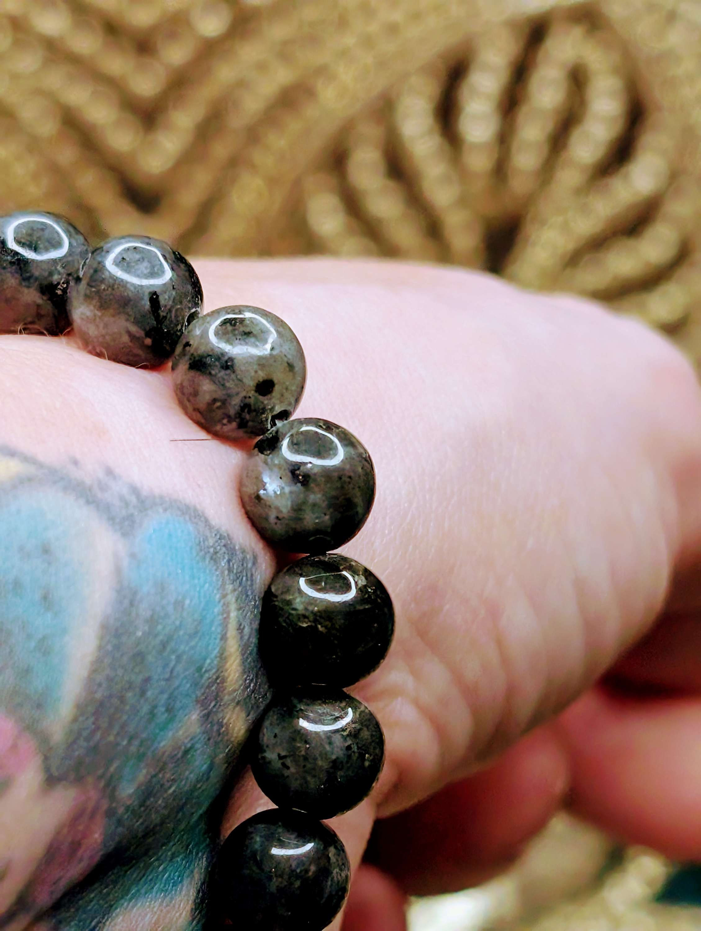 Black Labradorite 8mm Bead Bracelet