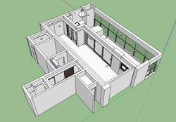 base 3D de living com varanda