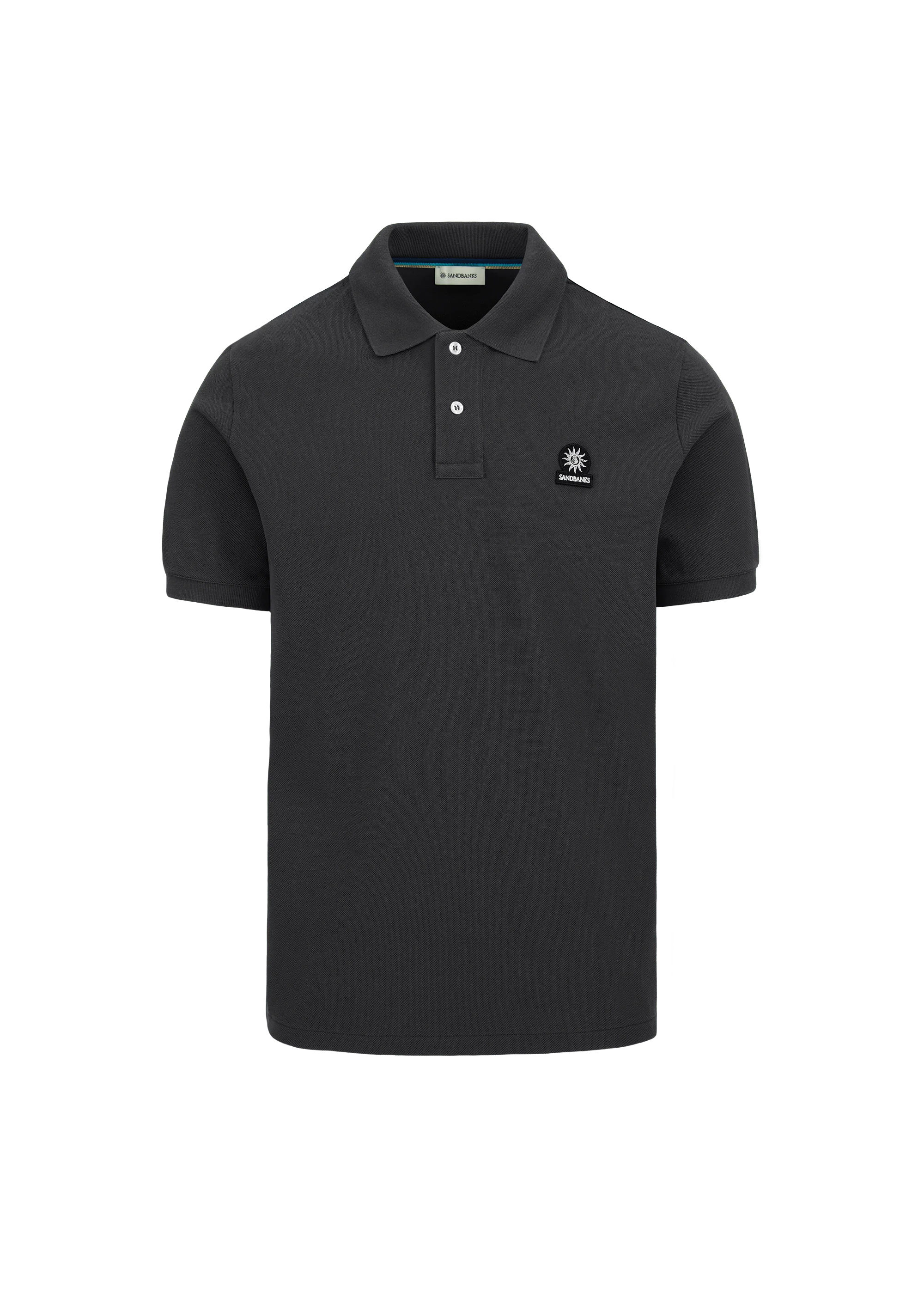 SANDBANKS BADGE LOGO POLO SHIRT IN ANTHRACITE
