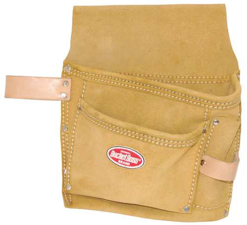 Bucket Boss Suede Leather 3-Pocket Nail and Tool Bag with Belt