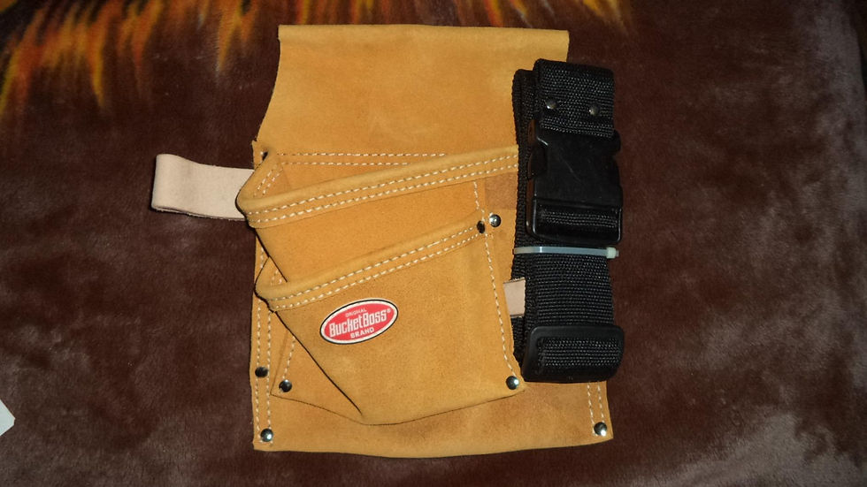 Thumbnail: Bucket Boss Suede Leather 3-Pocket Nail and Tool Bag with Belt