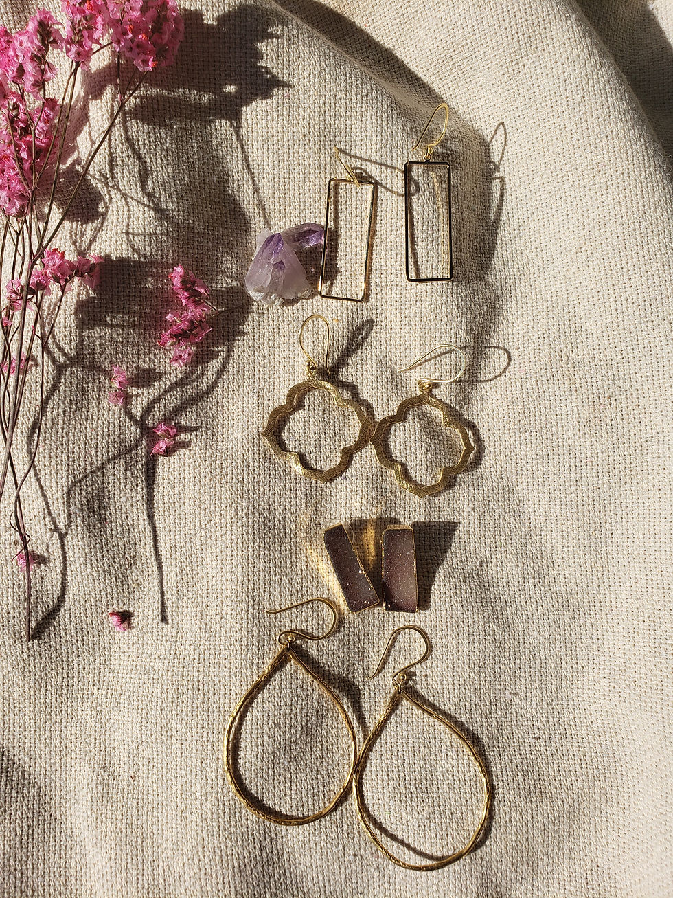 Thumbnail: Rectangle Drop Earrings 14k Gold Vermeil