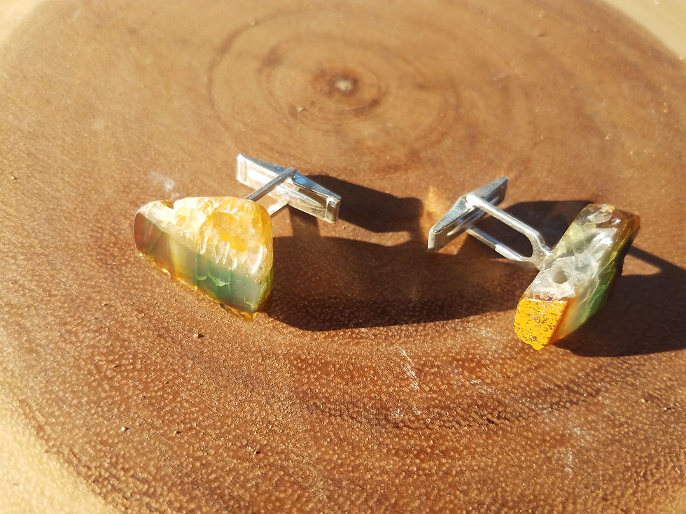 Thumbnail: Green Agate Sterling Silver Cufflinks