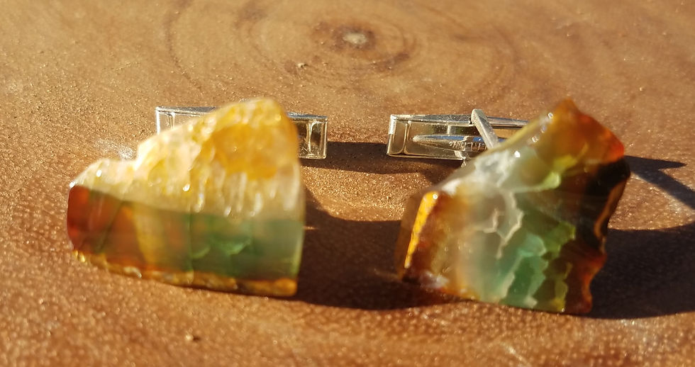 Thumbnail: Green Agate Sterling Silver Cufflinks