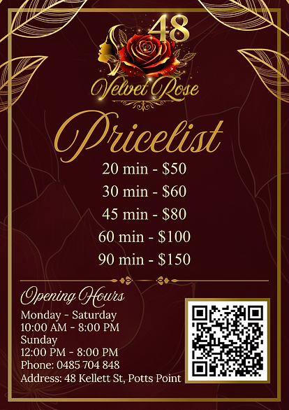 Velvet Rose Pricelist