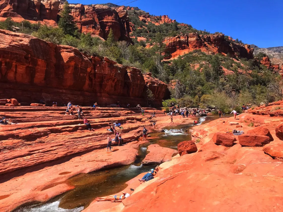 Jumping in the water at Slide Rock State Park, Sedona Arizona