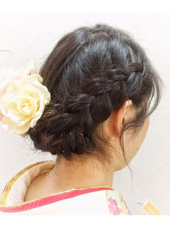 サイド編み込みヘアセット