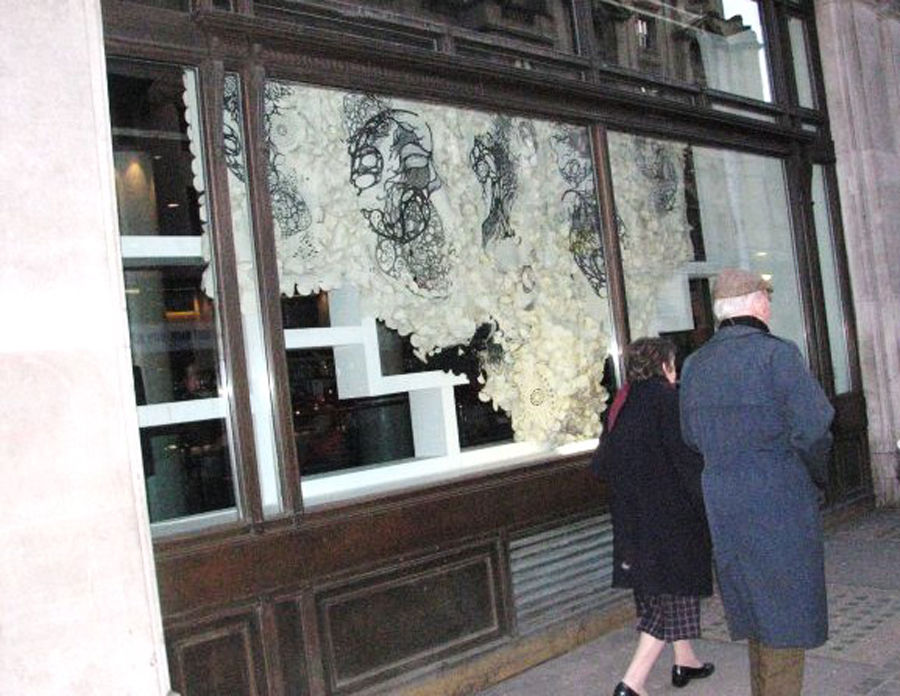 Trafalgar Hilton Hotel window disply