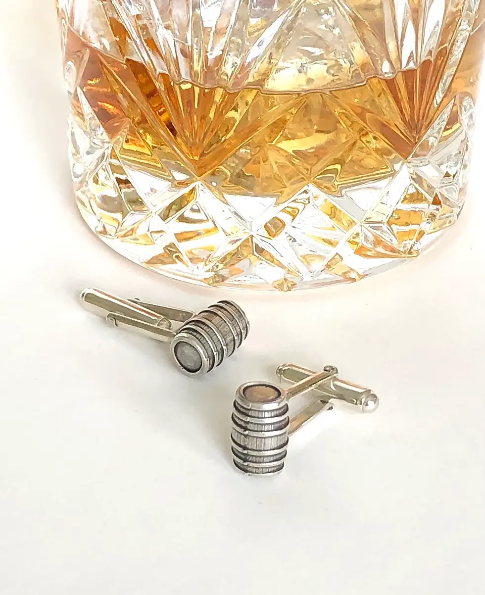 Bourbon barrel cufflinks, Wine barrel jewelry